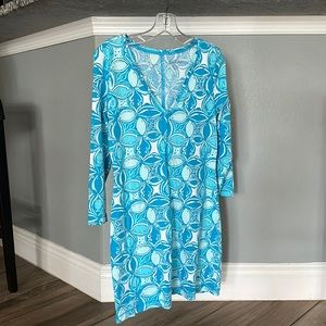 Lilly Pulitzer Summer Dress - Size Medium - Blue and White Summery Pattern